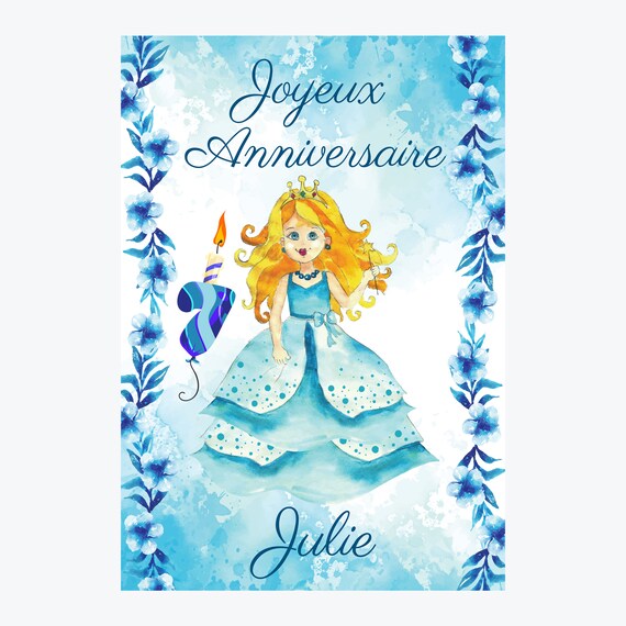 Carte Joyeux Anniversaire Princesse Fille 1 An 2 Ans 3 Ans Etsy Canada