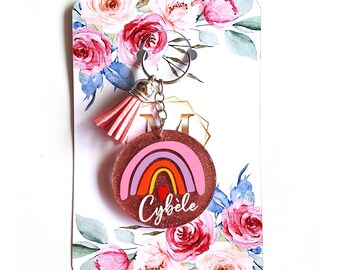 Rainbow child girl key ring to personalize with the first name birthday gift