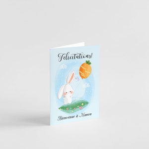 Carte félicitations lapin garçon fille carte naissance cadeau naissance avec enveloppe carte à personnaliser image 2