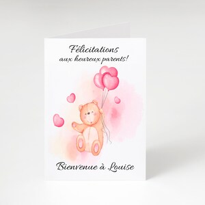 Carte félicitations naissance ourson garçon fille carte naissance cadeau naissance carte avec enveloppe carte à personnaliser image 2