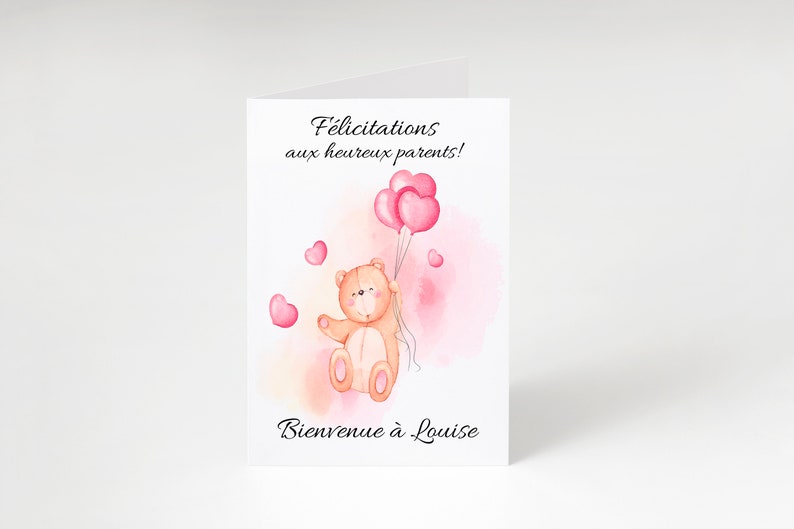 Carte félicitations naissance ourson garçon fille carte naissance cadeau naissance carte avec enveloppe carte à personnaliser image 2