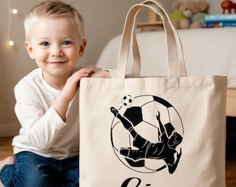 Children's football bag - Large customizable cotton tote bag - Ideal for sports, school, leisure, toys