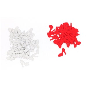 Confettis en forme de chaussure, confettis de table, de fête, anniversaire, mariage, scrapbooking, confettis papier, chaussure rouge, argent