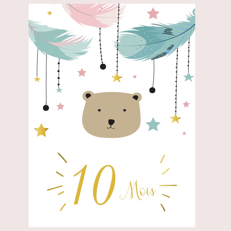 Cartes étape bébé ma première année mois par mois lot de 14 cartes en papier photo idéal cadeau naissance baby shower image 7