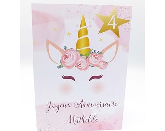 Girl boy birthday card 1 year, 2 years, 3 years, 4 years all ages to personalize first name and age different models to discover