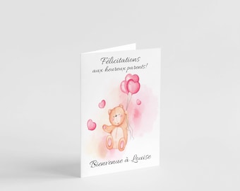 Carte félicitations naissance ourson garçon fille carte naissance cadeau naissance carte avec enveloppe carte à personnaliser