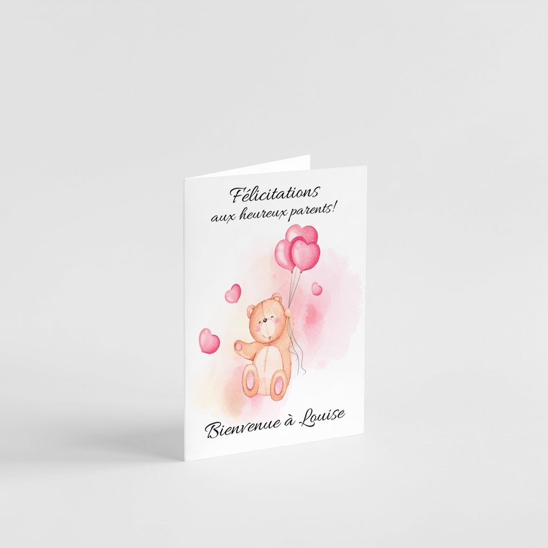 Carte félicitations naissance ourson garçon fille carte naissance cadeau naissance carte avec enveloppe carte à personnaliser image 1