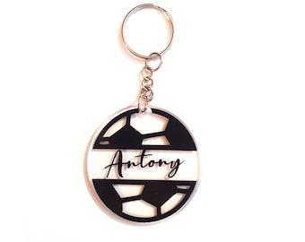 Sleutelhanger voor man, vrouw, jongen, meisje, voetbalpatroon, basketbalbal, rugbybal, tennisbal, om te personaliseren, verjaardagscadeau