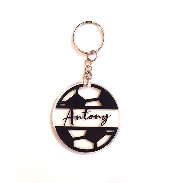 Key ring for man, woman, boy, girl, soccer ball pattern, basketball ball, rugby ball, tennis ball, to personalize, birthday gift