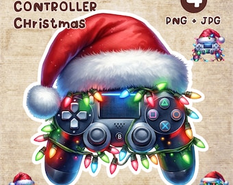 Funny Christmas Game Controller png Christmas png Santa Hat PNG Game Day png  Game Controller png Clipart sublimation design Commercial Use