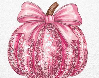 Disco Ball Pink Pumpkin PNG, Disco Pumpkin, Pumpkin Bows, Cute Halloween, Coquette Bow, Trendy Fall, Girly Fall PNG, Sparkle Pumpkin PNG