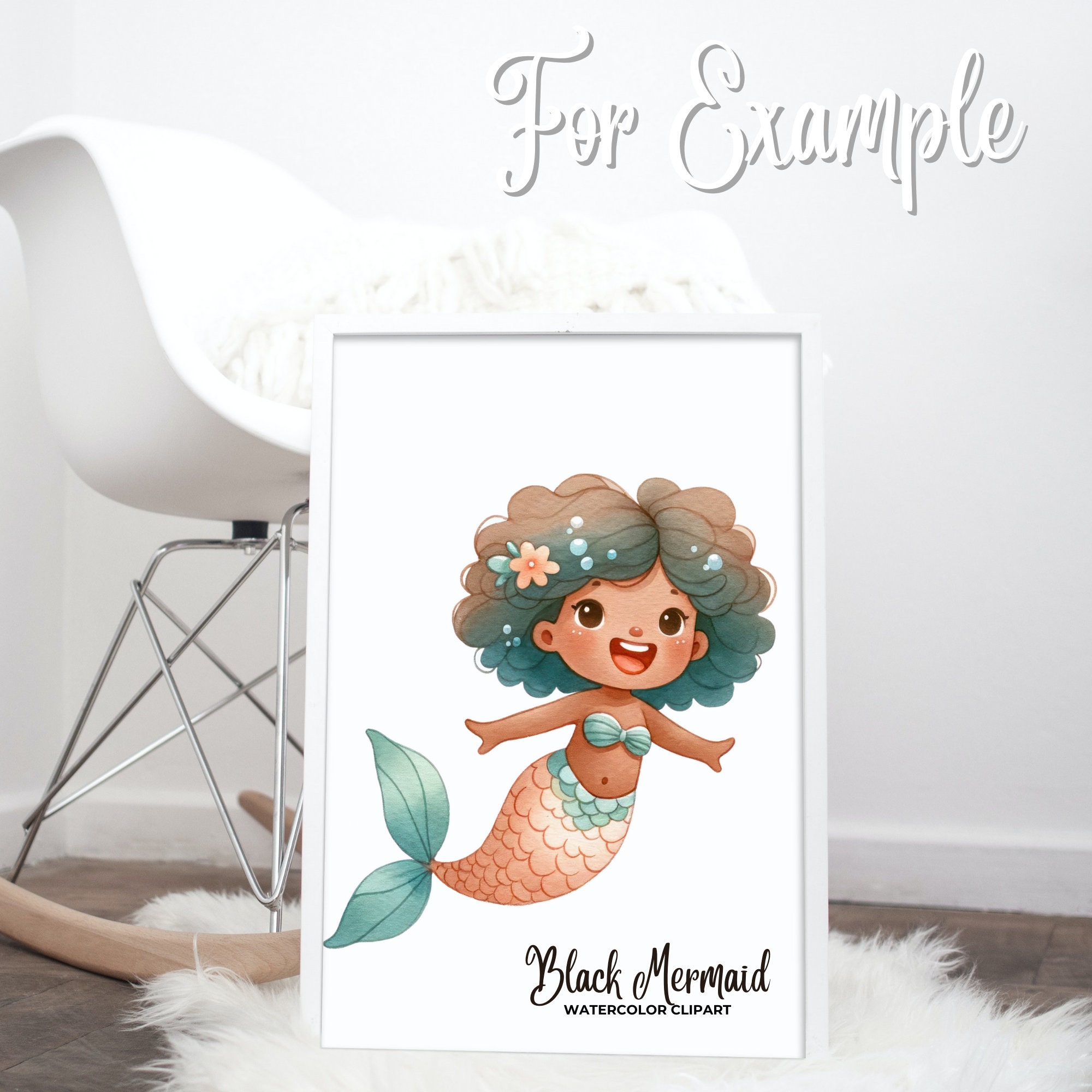 Black Mermaid Clipart African American Mermaid PNG Mermaid Clipart Cute ...