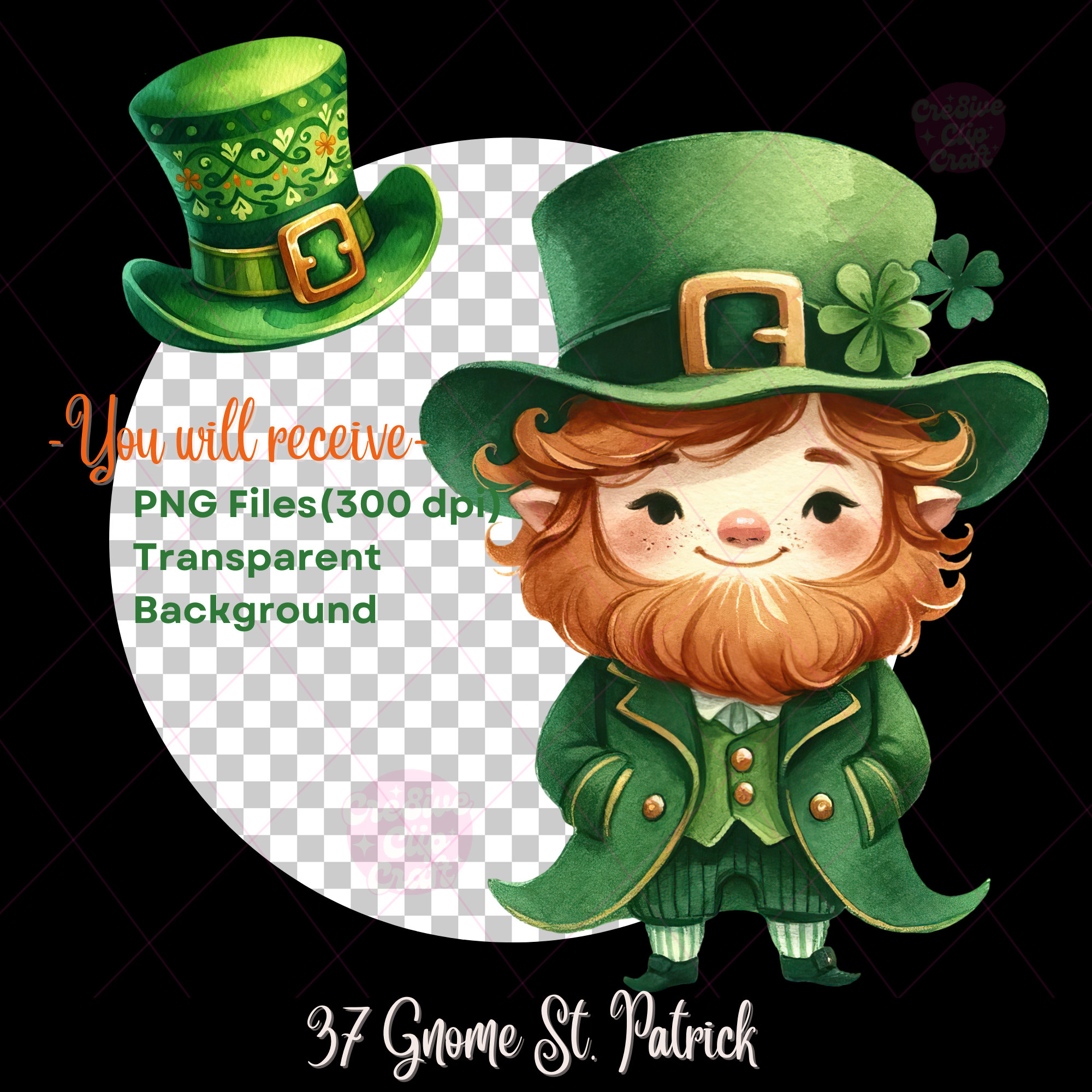 Watercolor St. Patrick's Day Clipart, Gnome St Patrick PNG, St Patrick ...