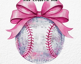 Game Day Baseball Softball Rhinestone, disco ball Coquette bow, Game Day, Pink Softball Png, Softball Girly, Digital File, Pink Bow Softball