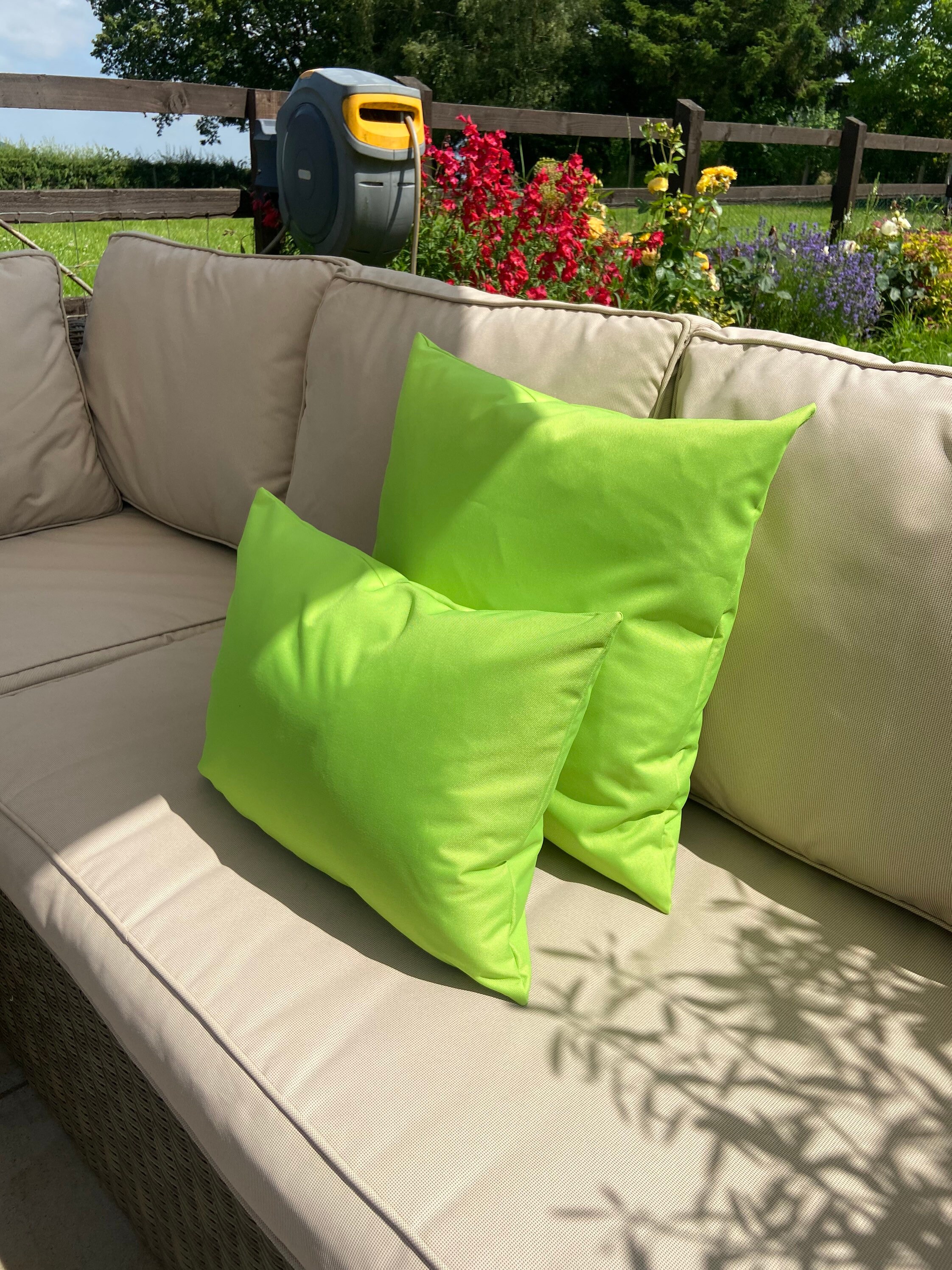 Lime Green Plain Water Resistant Cushions Outdoor Cushions Etsy UK