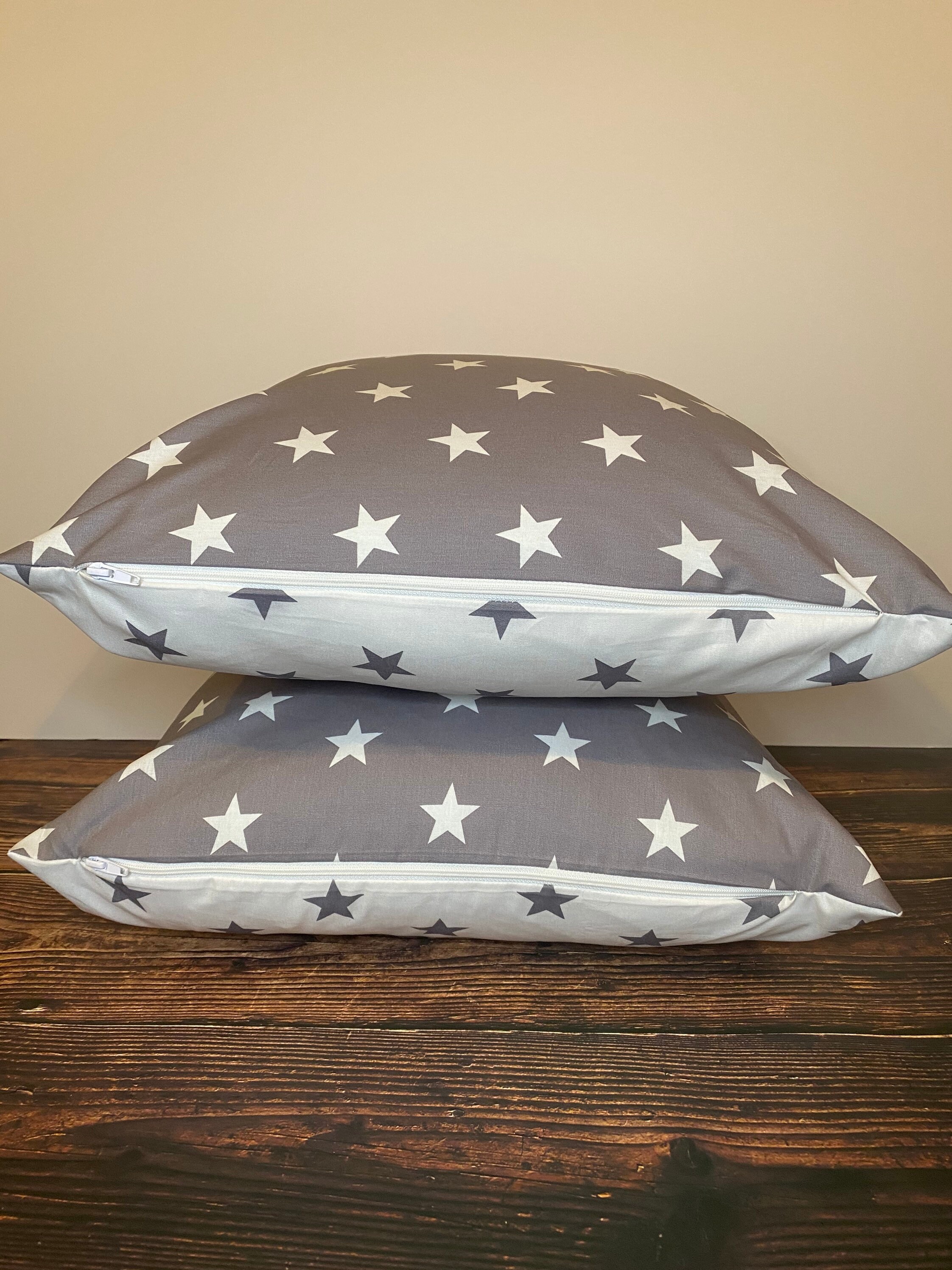 Grey and white star cushion hotsell