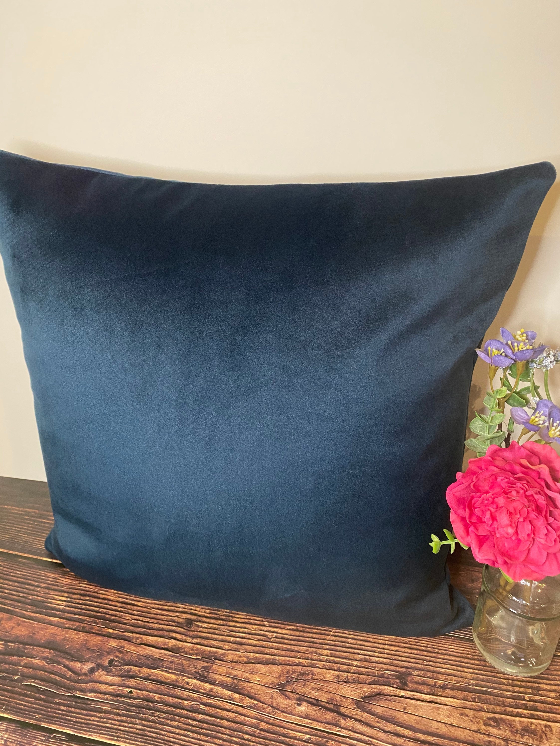Navy Blue Plush Velvet Cushions in Square and Oblong Velvet Cushions