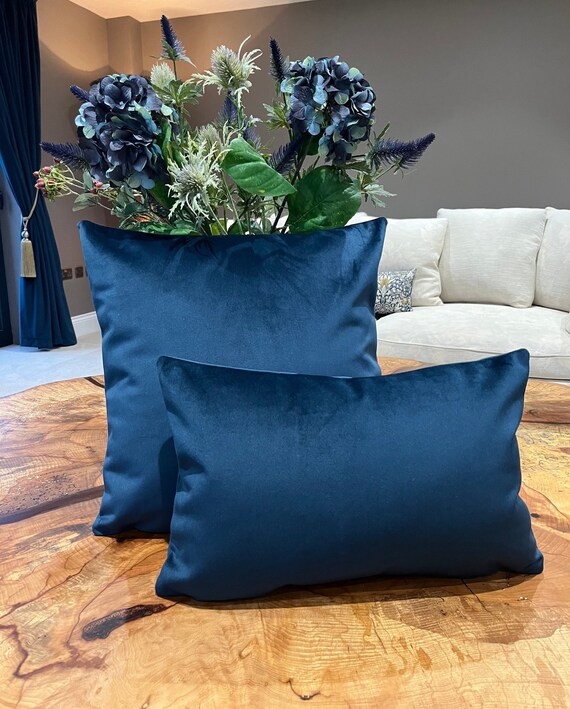 Navy Blue Plush Velvet Cushions in Square and Oblong Velvet Cushions Plush Velvet Cushions Velvet Decor Blue Velvet Cushions Etsy UK