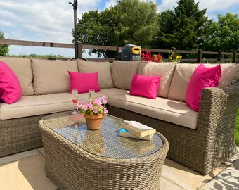 Hot pink plain water resistant cushions - outdoor cushions - garden cushions - water repellent cushions - pink cushions