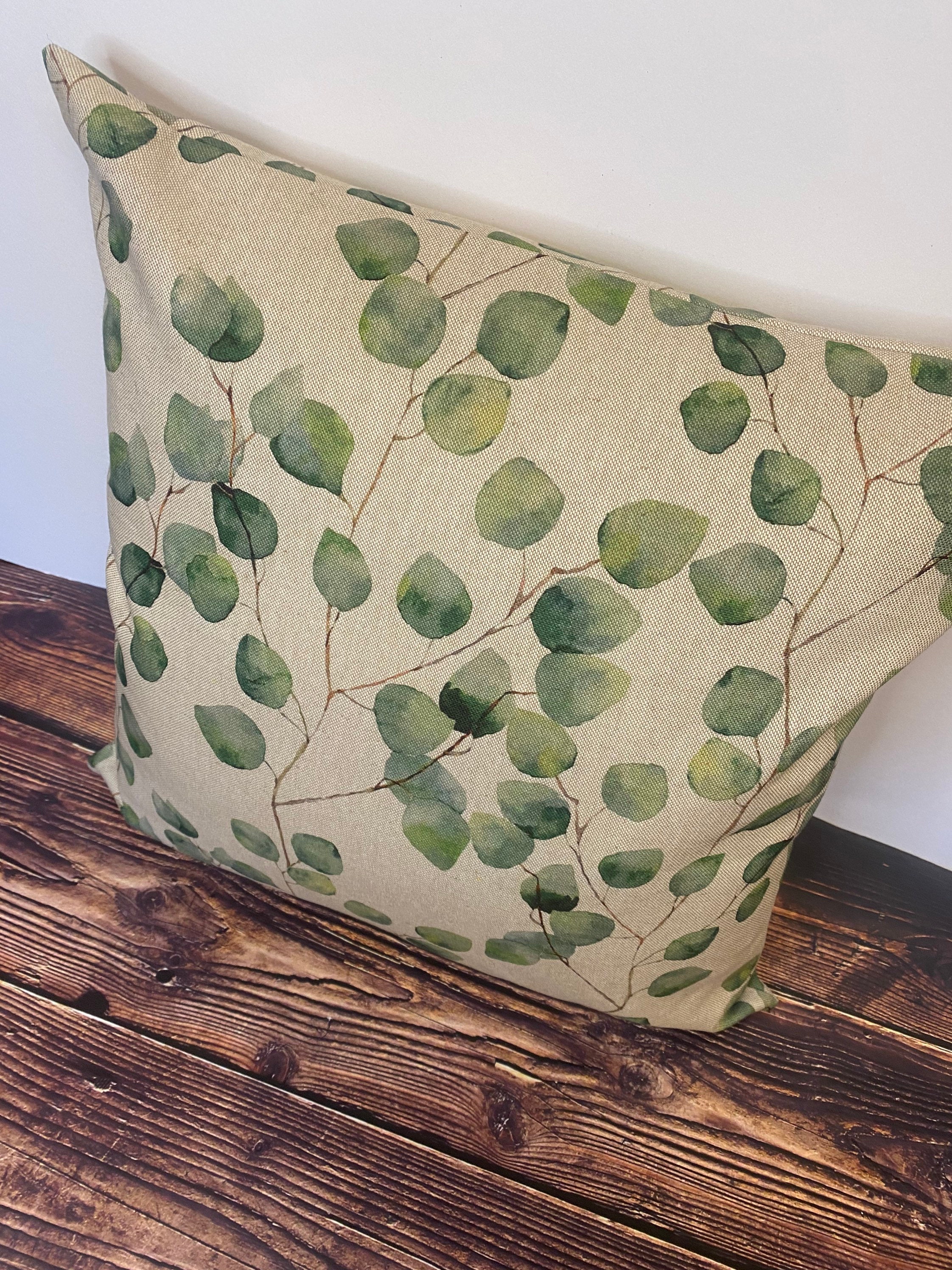 Green leaves cushions watercolour in square and oblong leaf Etsy