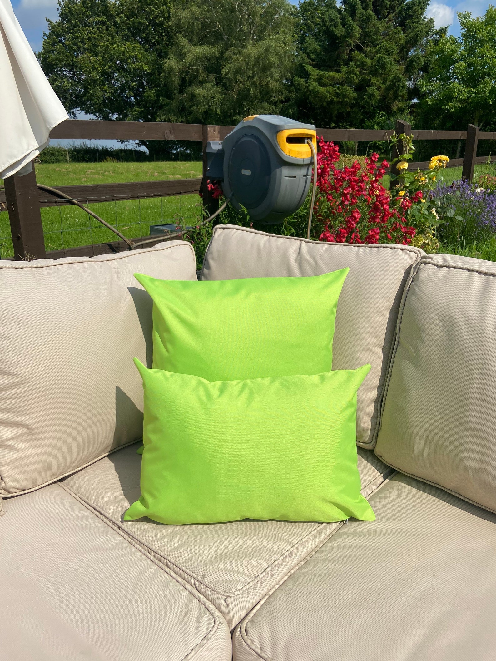 Lime Green Plain Water Resistant Cushions Outdoor Cushions Etsy UK