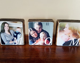 Personalized Mother's Day Gift, Personalized Photo Blocks, Customized Photo Blocks, Mom Photo Gift, Handmade Wood Block, Mother's Day Photo