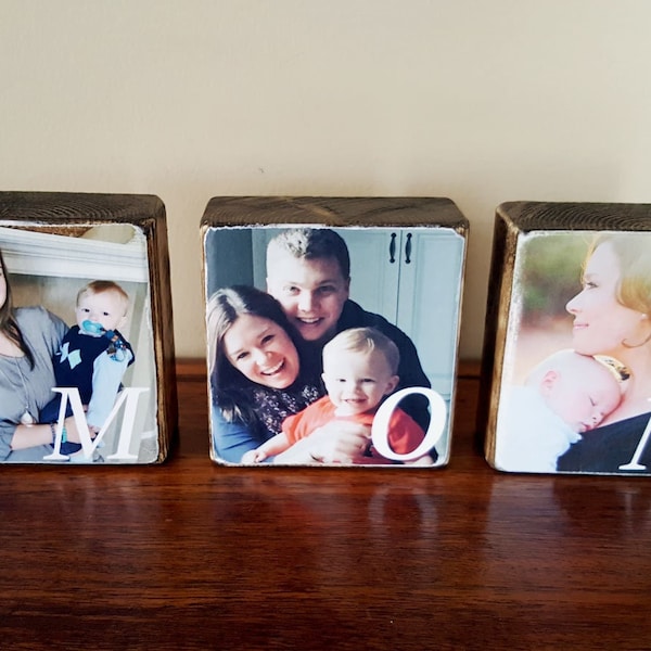 Personalisiertes Muttertagsgeschenk, personalisierte Fotoblöcke, individuelle Fotoblöcke, Mutterfotogeschenk, handgefertigter Holzblock, Muttertagsfoto