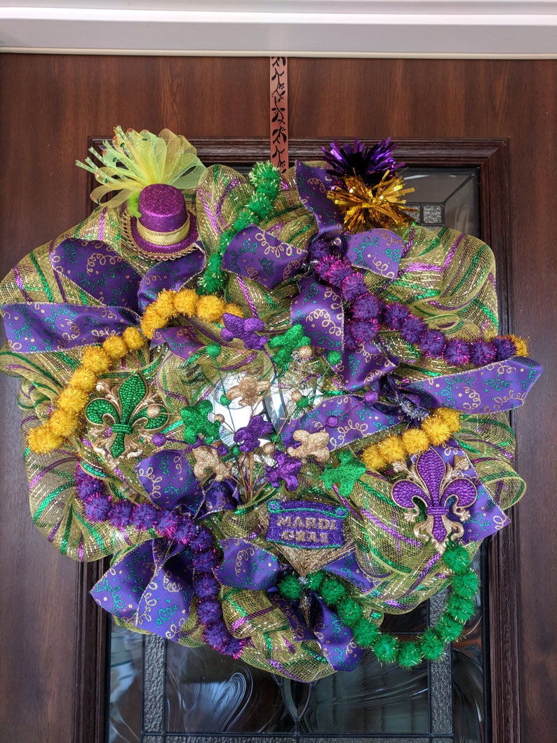 Mardi Gras Fat Tuesday Mesh Wreath Etsy