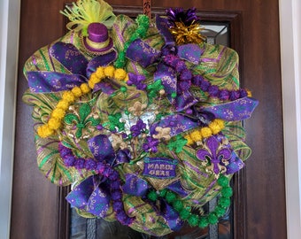 Mardi Gras Fat Tuesday Mesh Wreath