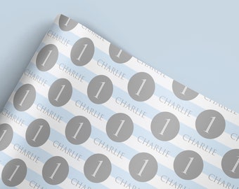 Pastel Blue Birthday Wrapping Paper, Age Gift Wrap