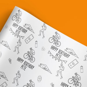 Triathlon Wrapping Paper | Triathlon Birthday Paper | Triathlon Gifts | Triathlon Paper | Ironman | Personalised Paper