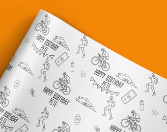 Triathlon Wrapping Paper | Triathlon Birthday Paper | Triathlon Gifts | Triathlon Paper | Ironman | Personalised Paper