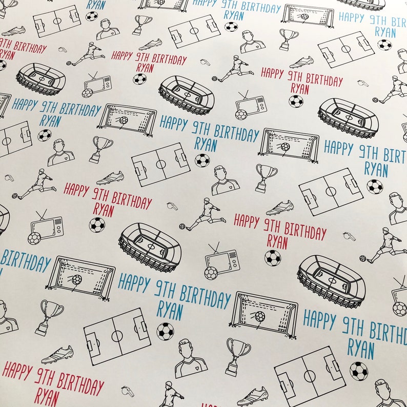 Football Wrapping Paper Football Gift Football Paper Etsy UK