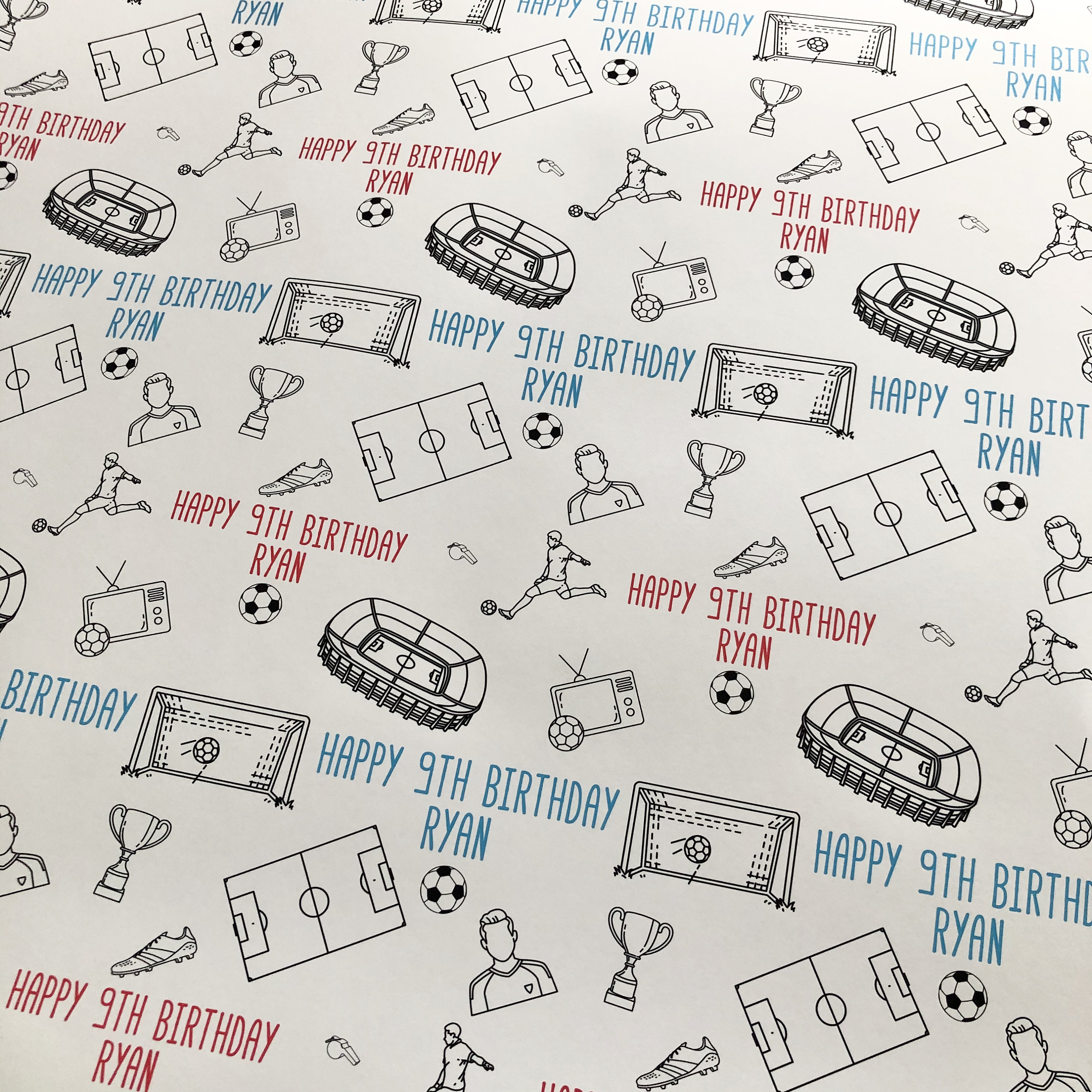 Football Wrapping Paper Football Gift Football Paper Etsy UK
