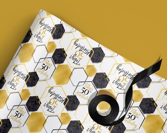Black and Gold Birthday Wrapping Paper