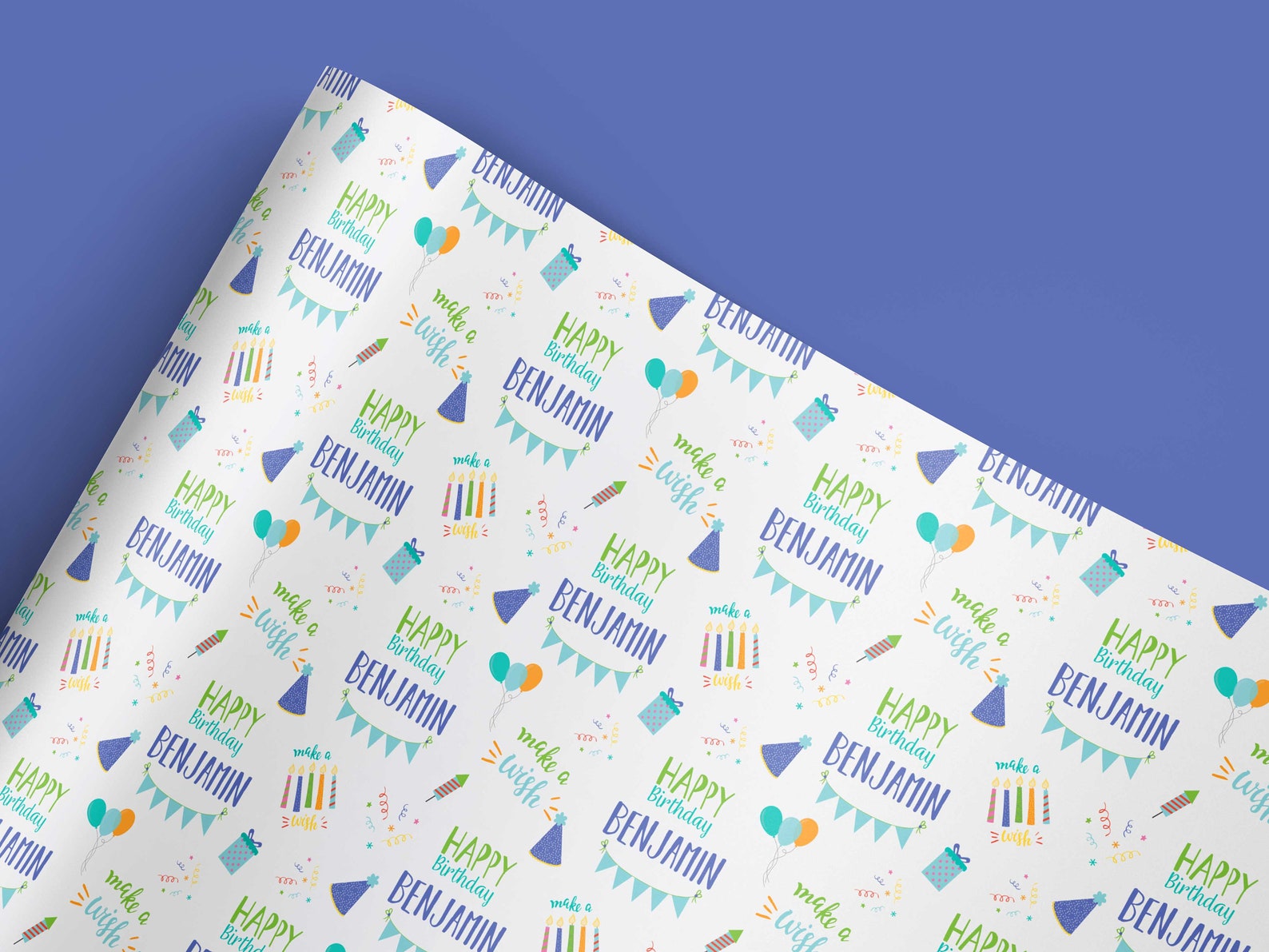 Personalised Birthday Wrapping Paper Birthday Party Blue Etsy UK