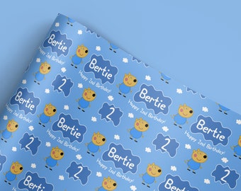 Blue Pig Wrapping Paper, Blue Pig Gift Wrap, Blue Pig Birthday, Blue Pig Party, Blue Pig Paper