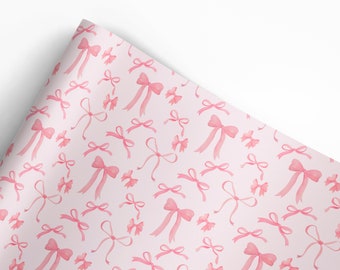 Pink Bow Wrapping Paper, Non Personalised, Pink Bow Gift Wrap