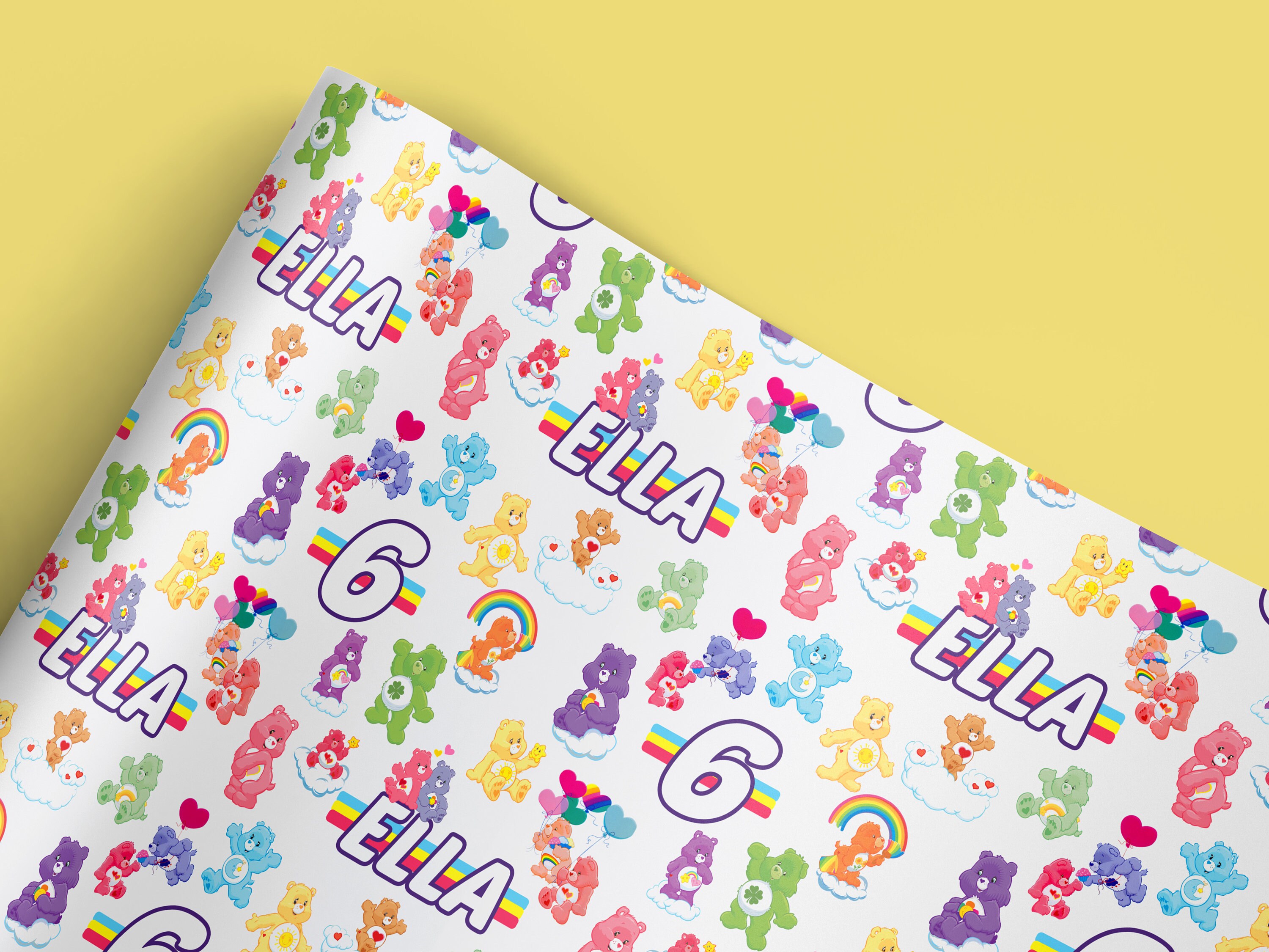 Personalised Care Bears Wrapping Paper Care Bears Wrap Etsy