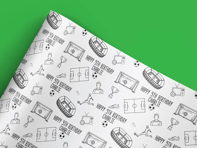 Football Wrapping Paper Football Gift Football Paper Etsy UK
