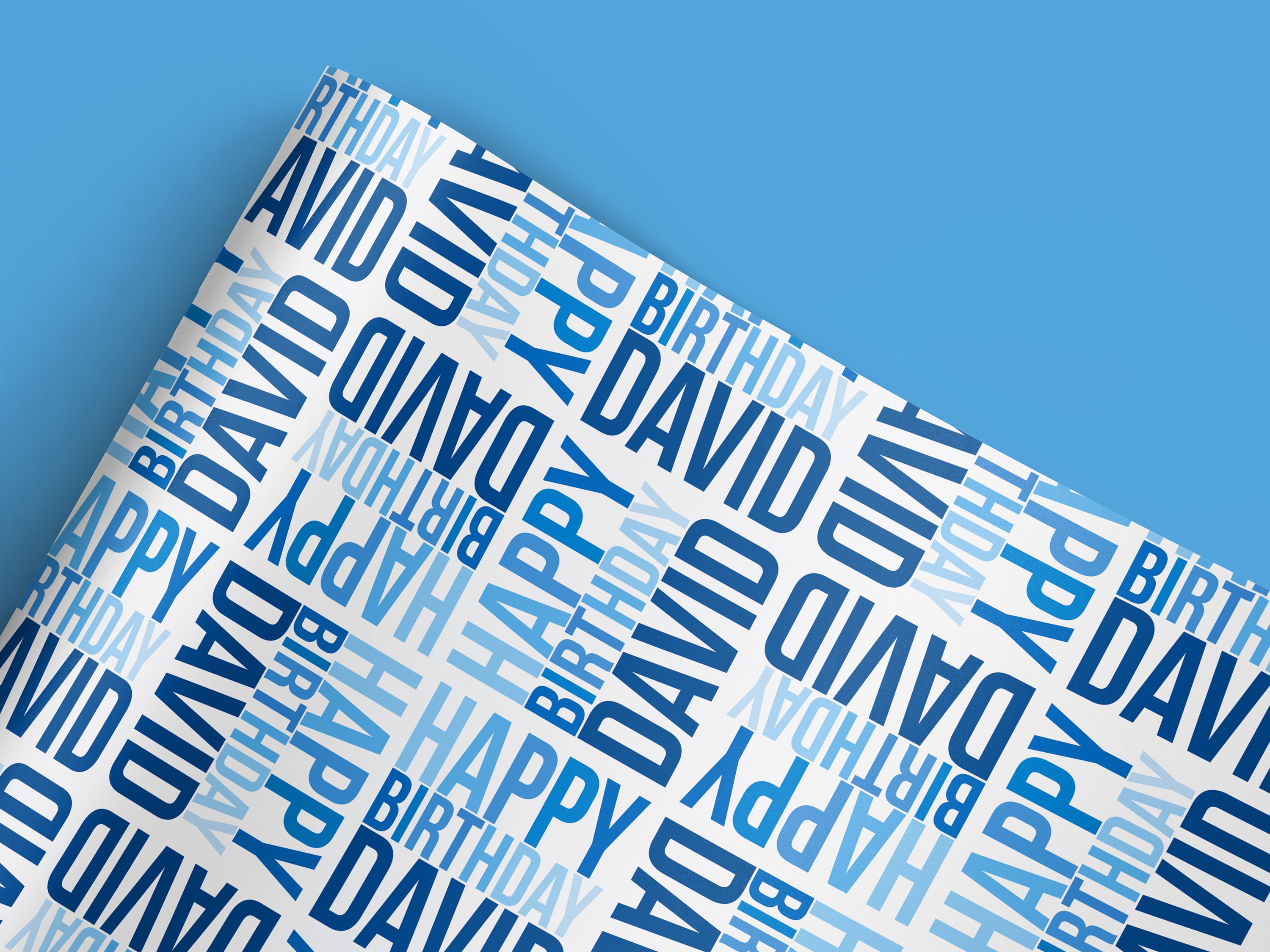 Personalised Birthday Wrapping Paper Blue Wrap Blue Etsy UK