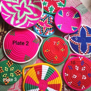 Moroccan tribal woven Berber bread plate/vintage/various colours/pink/yellow/woven/bohemian/unique/wall decor/plate/boho/basket/handmade