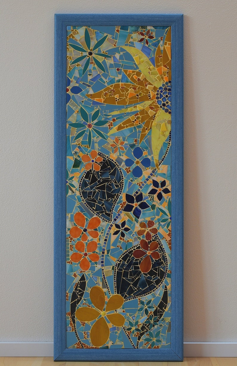 Wandbild Mosaik Sonnenblume in Mosaiktechnik im Bilderrahmen Bild 1