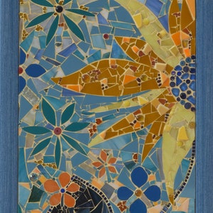 Wandbild Mosaik Sonnenblume in Mosaiktechnik im Bilderrahmen Bild 2
