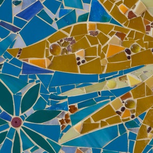 Wandbild Mosaik Sonnenblume in Mosaiktechnik im Bilderrahmen Bild 4