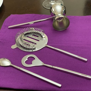 Bar Tools Accessories & Bartending Kit set of 4 for Home Bar and Commercial Bars (Silver)