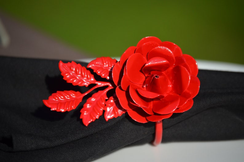 Red Rose Vibhsa Flower Napkin Rings Set of 4