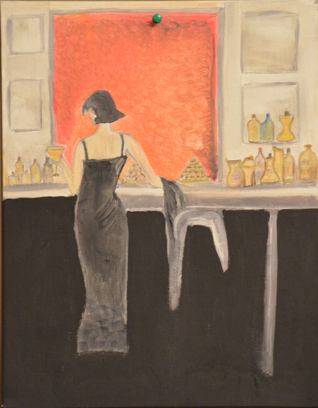 Handmade Lady in Bar Oil Painting on Canvas. Original Artwork Etsy
