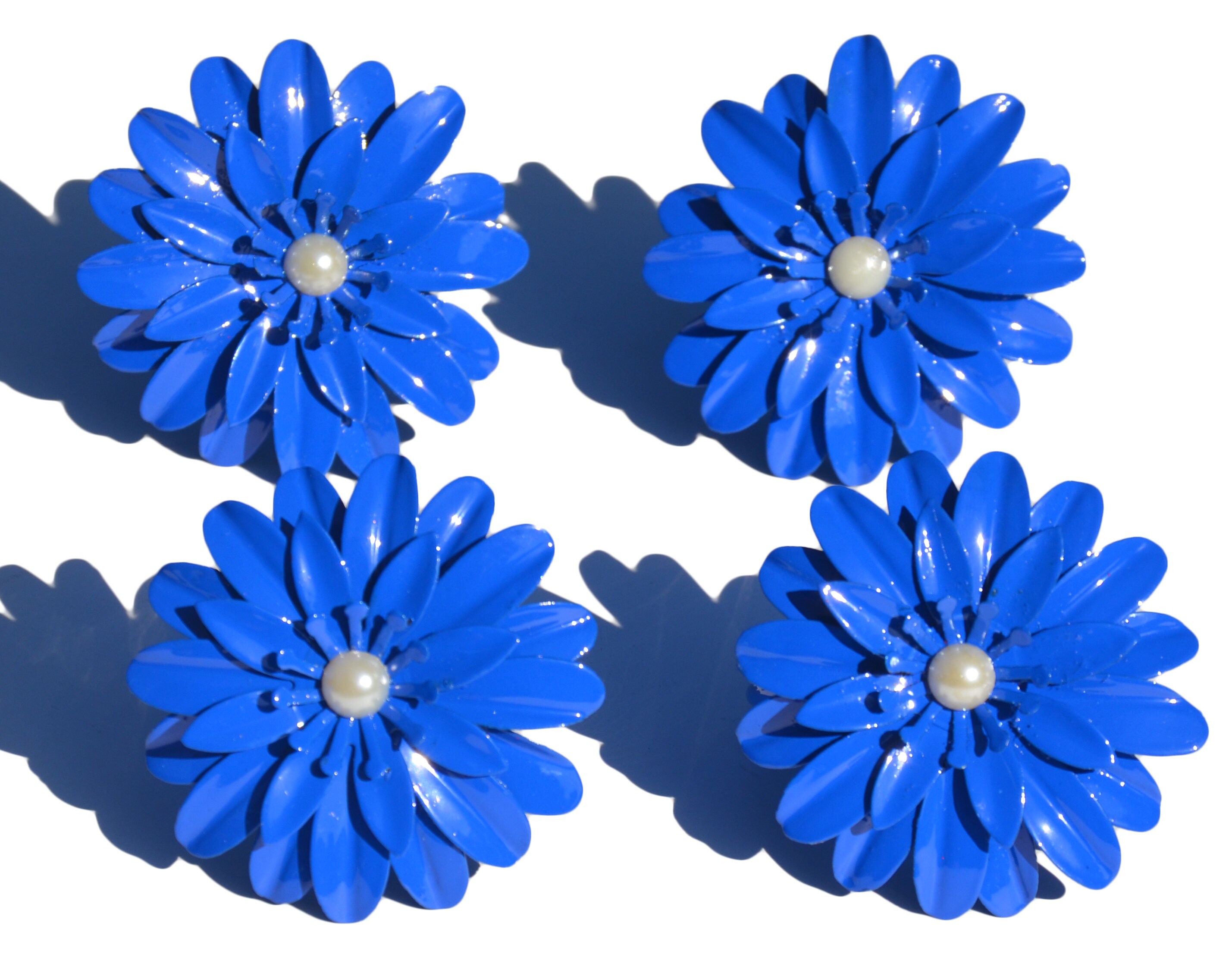 Blue Flower Napkin Rings Set of 4