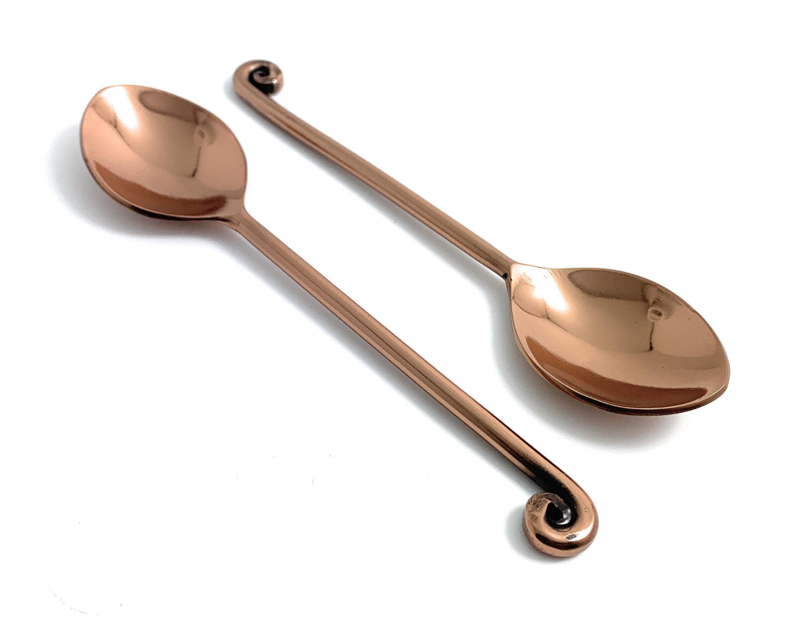 Teaspoons Copper Finish Twist Edge Dessert Spoons Set of 6 Etsy